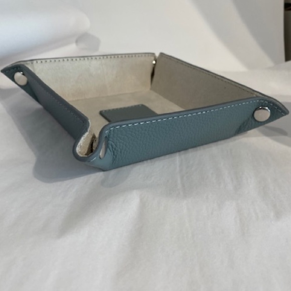 COPY - Blue gray leather valet tray